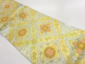 変わり七宝に華紋模様織出し袋帯